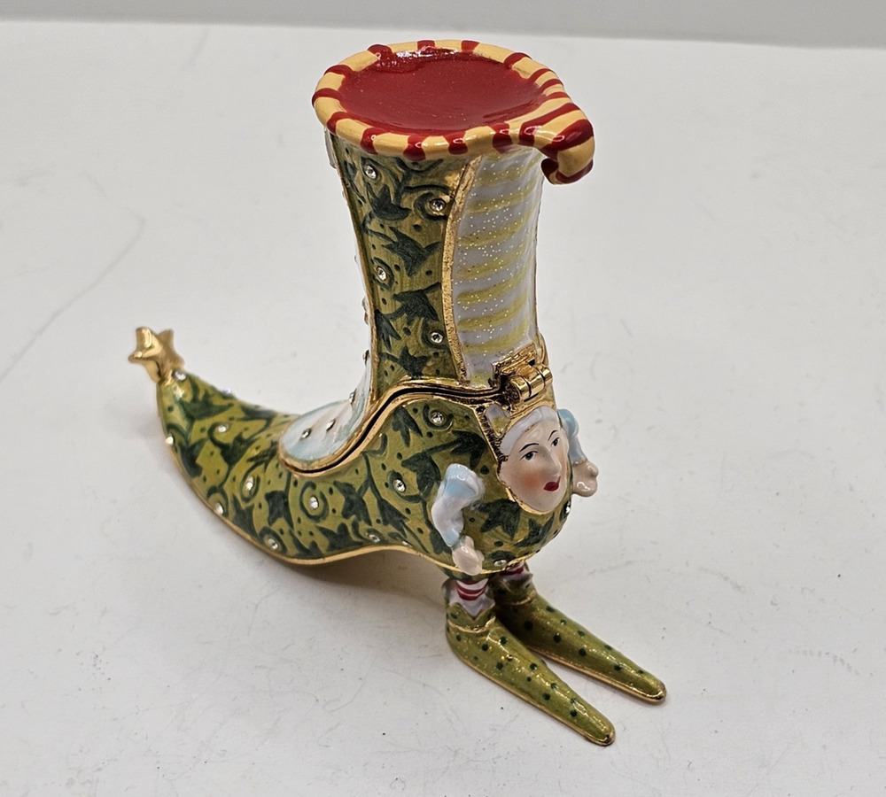 Patience Brewster Krinkles Boot Jeweled Trinket Box Dept 56 Booty READ